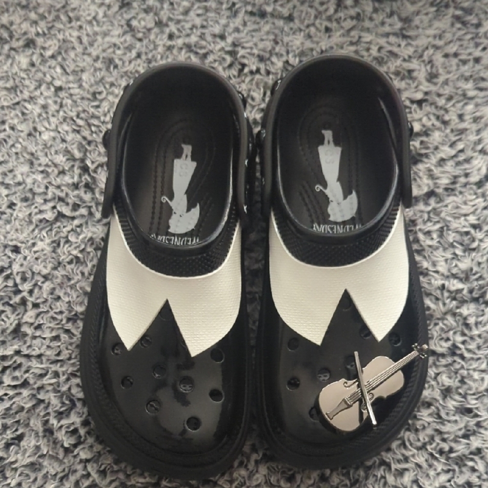 CROCS Black and White Platform Shoes